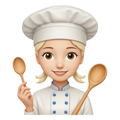 Young female baker - wearing a white chef's hat and holding a cream piping bag sticker