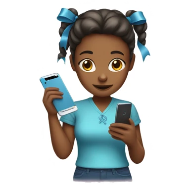 girl with ribbon holding a phone  sticker