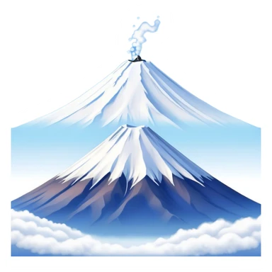 Cinematic Realistic Mount Fuji Landscape Emoji, depicted with the iconic snow-capped peak set against a serene sky rendered with lifelike textures and breathtaking, natural lighting. sticker