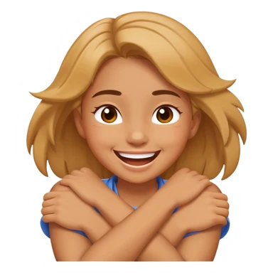 girl crossing her arms around her neck laughing sticker