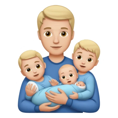 white man with three babies sticker