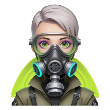 cyberpunk gasmask girl programmer buzzcut sticker