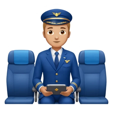 A  male courteous flight attendant checking seat rows with a polite, attentive posture. sticker