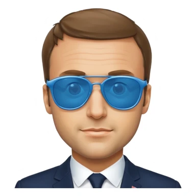 Emmanuel macron with blue sunglasses sticker