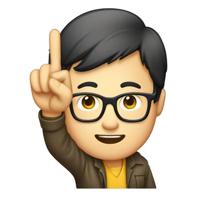 nerd holding up s pointer finger Asian  sticker