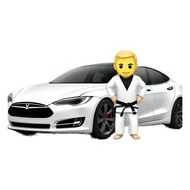 white jiu jitsu fighter in front of tesla sticker