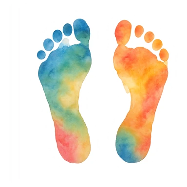 watercolor style footprints sticker