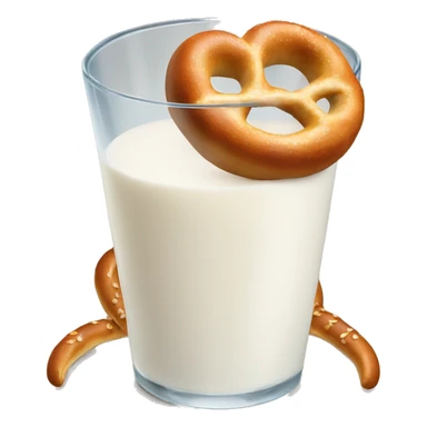 A glass of milk with a pretzel sticker