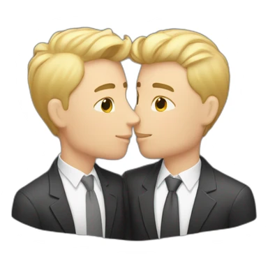 White Gay couple kissing medium hair sticker