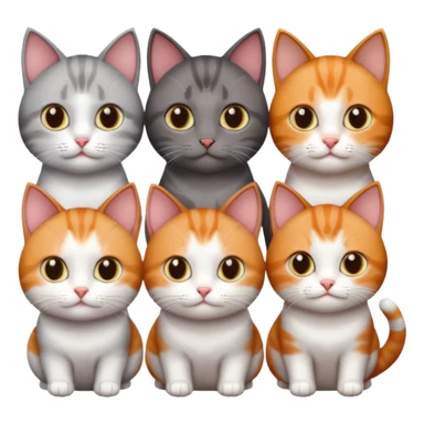 3 different coloured tiny short haired cats, including a dark grey and white cat, and a dark brown tabby and white and a ginger and white sticker