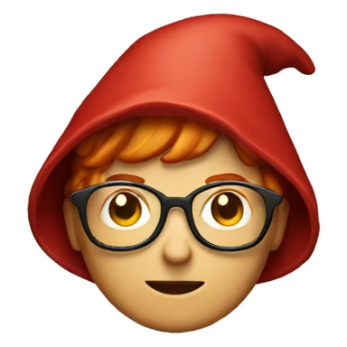 ginger lady with glasses and a red hood with a wizard hat on top sticker