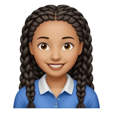 kenyan woman with long, black, braided hair in rows, brown eyes, pretty, round face, blond at tips of hair sticker