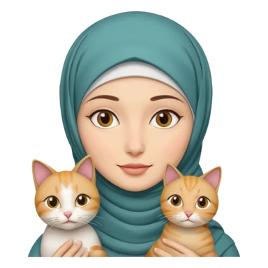 wanita berhijab dan kucing sticker