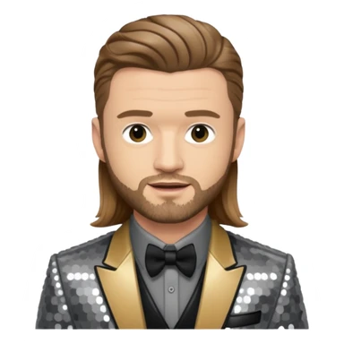 Justin Timberlake with long light brown hair, grey sequin tour outfit  sticker