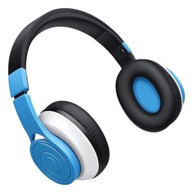 Black and blue and white wireless headphones as seen from a side view profile  sticker