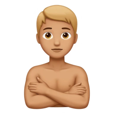 Person crossing there arms holding there neck  sticker