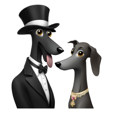 A family Two aristocrat dog black and white galgo kiss with women  sticker
