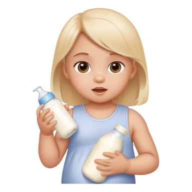 Sassy baby girl with a baby bottle of milk sticker