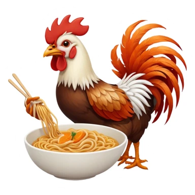 rooster eating noodle sticker