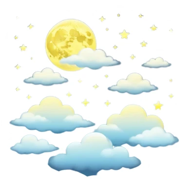 Yellow Moonlight and mini cloud left and right side with beautiful night finish  sticker