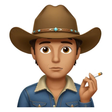 Serious guy with a cowboy hat smoking sticker