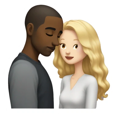 white girl with shoulder length blonde hair kissing a light skinned black man with a low hair cut sticker