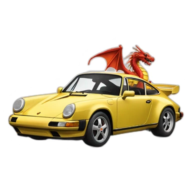 Voiture porsche avec un dragon qui l'entour sticker