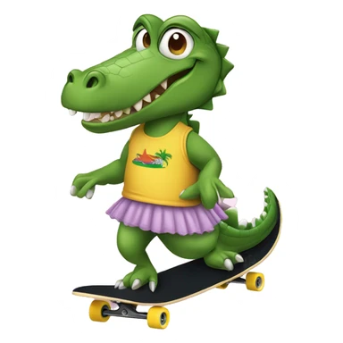 Crocodile en tutu sur un skateboard  sticker