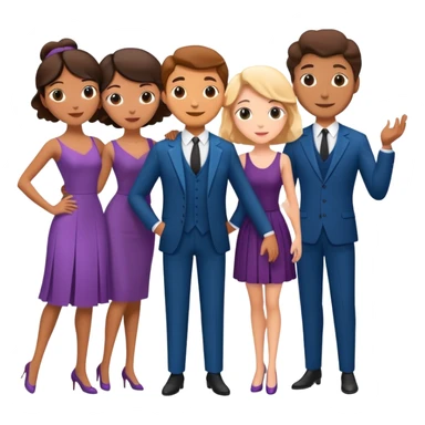 A theater set containing three couples, a suit and dress pair, a philosophy professor and dance teacher, and a young French couple, bufo model sticker