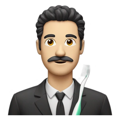 White man with black hair and toothbrush moustache sticker