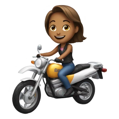 smiling girl on motorcycle outdoors sticker