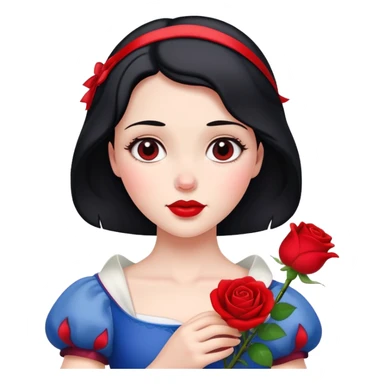 Snow White princess holding a red rose sticker