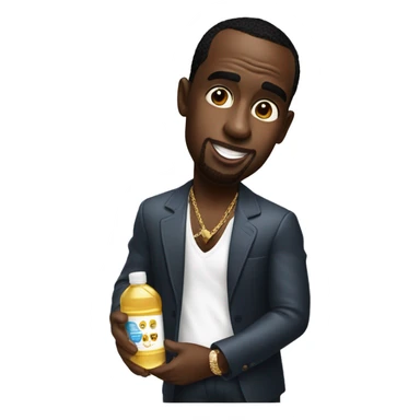 P diddy holding a bottle of baby oil sticker