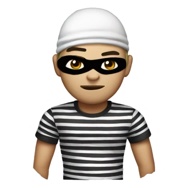 Robber emoji, he's wearing a black and white striped t-shirt sticker