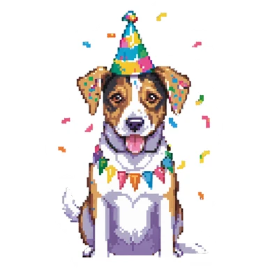 dog celebrating birthday sticker