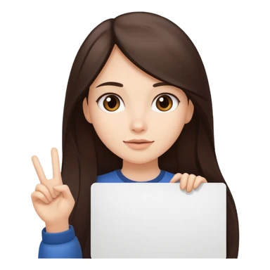 Fair skin long dark brown hair Rock n roll girl holding a large blank sign sticker