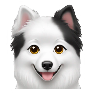 Japanese spitz dog white and black hair girl heart sticker