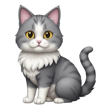 full body half dark grey and half white cat with white front legs sticker