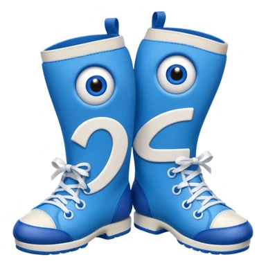 2 blue numbers 6 and 7 fused together, with cartoons eyes and blue shoes with white laces. Blue arms too. sticker