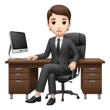 employee sitting at a desk full body sticker