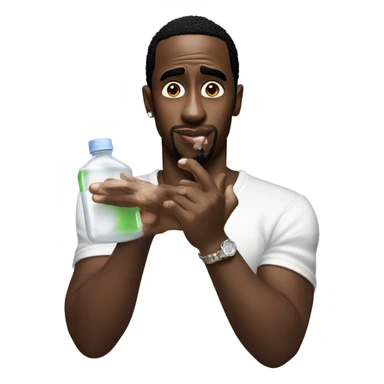 P Diddy holding a bottle of baby oil  sticker