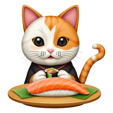 Cat eating sushi sticker