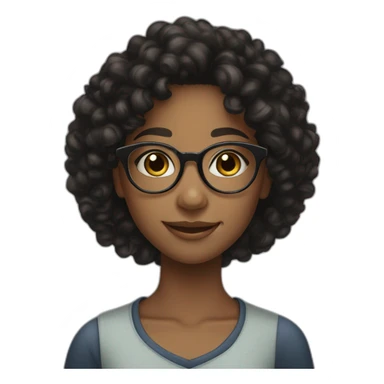 smiling black teenager girl with long black curly hair and round glasses sticker