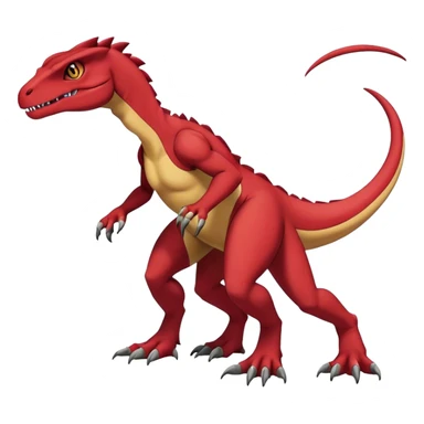  Cool Edgy Maroon Guilmon-Charmeleon-Digimon-Fakemon-Velociraptor full body sticker