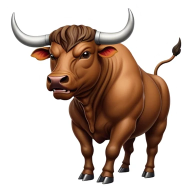 Cinematic Realistic depiction of a powerful Spanish charging bull, rendered with dynamic muscle definition and detailed, textured hide, set against a dramatic backdrop with intense, action-packed lighting sticker