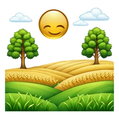 Plot of land with grass, three, wheat field sticker