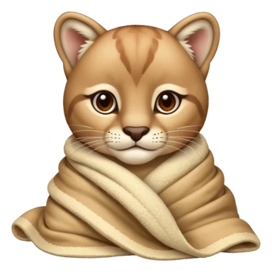 Cozy puma cougar cub in blanket sticker