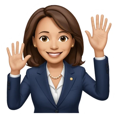 Kamala Harris waving, smiling sticker