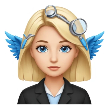 Blonde haired blue eyed female scientist with winged eyeliner sticker