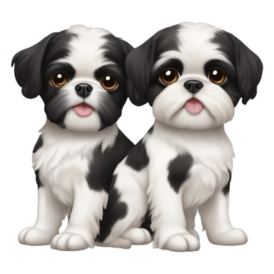 Two Shitz Tzu big faces black with white Puppies sticker